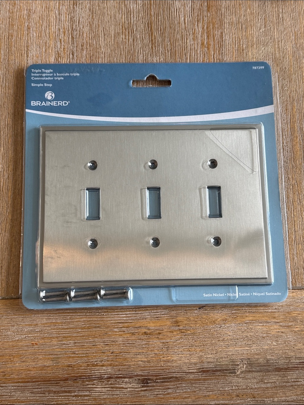 Brainerd Satin Nickel Triple Toggle Wall Plate Qty 1